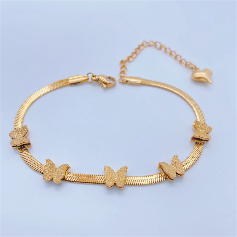 Fashion Elegant 18K Gold Plating Butterfly Snake Bone Chain Titanium Steel Braceletpicture3