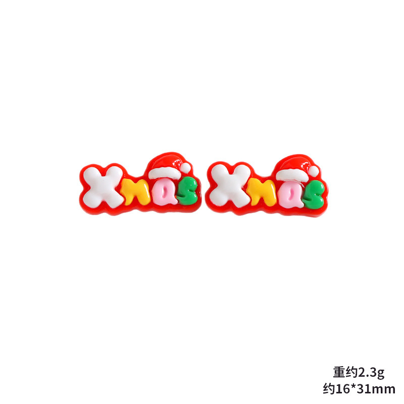 圣诞节英文字牌创意树脂小配件diy奶油胶发夹鞋扣冰箱贴饰品材料|undefined