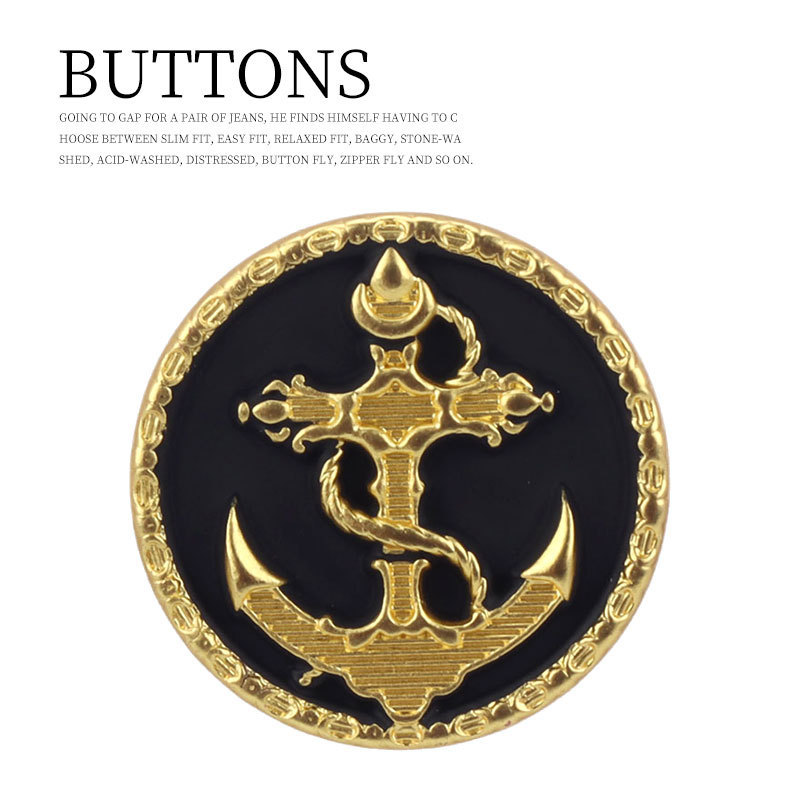 Metal Anchor Vintage Button Round Black Sweater Jacket Coat Coat Button Suit Coat Gold Button Metal Anchor Vintage Button Round Black Sweater Jacket Coat Coat Button Suit Coat Gold Button