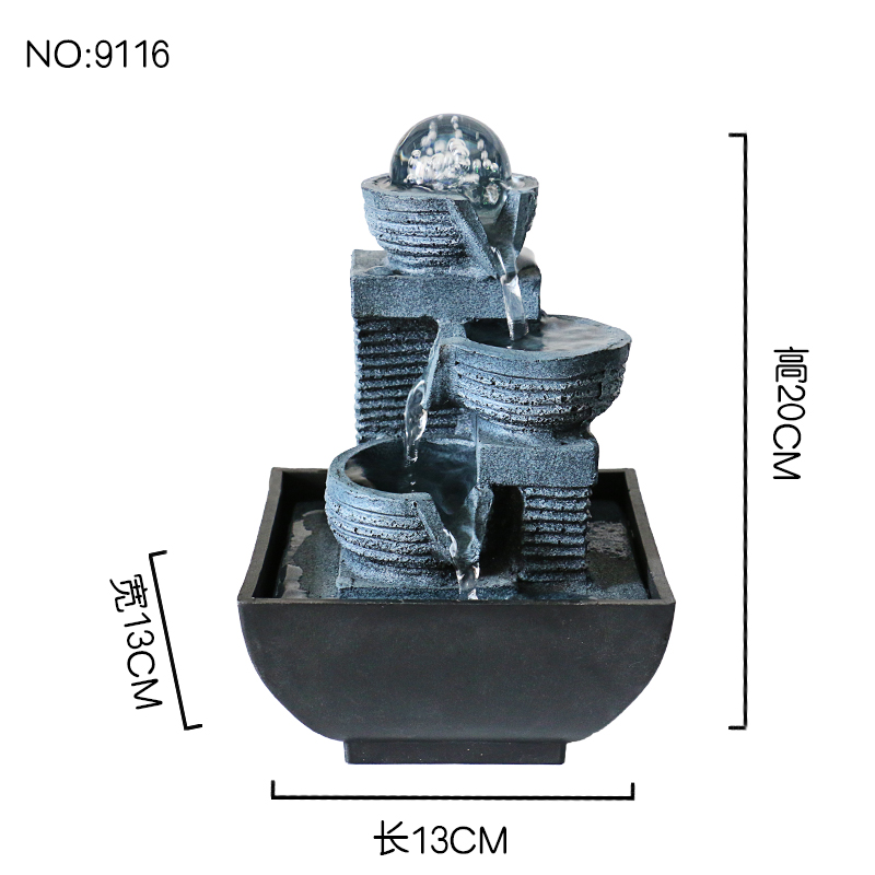 Adornos de agua corriente Agua circulante Fuente de lujo ligera moderna Escritorio de oficina Bola de feng shui pequeña decoración de sala de estar