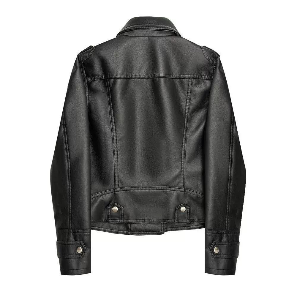Autumn short polyurethane jacket, Korean style, fitted