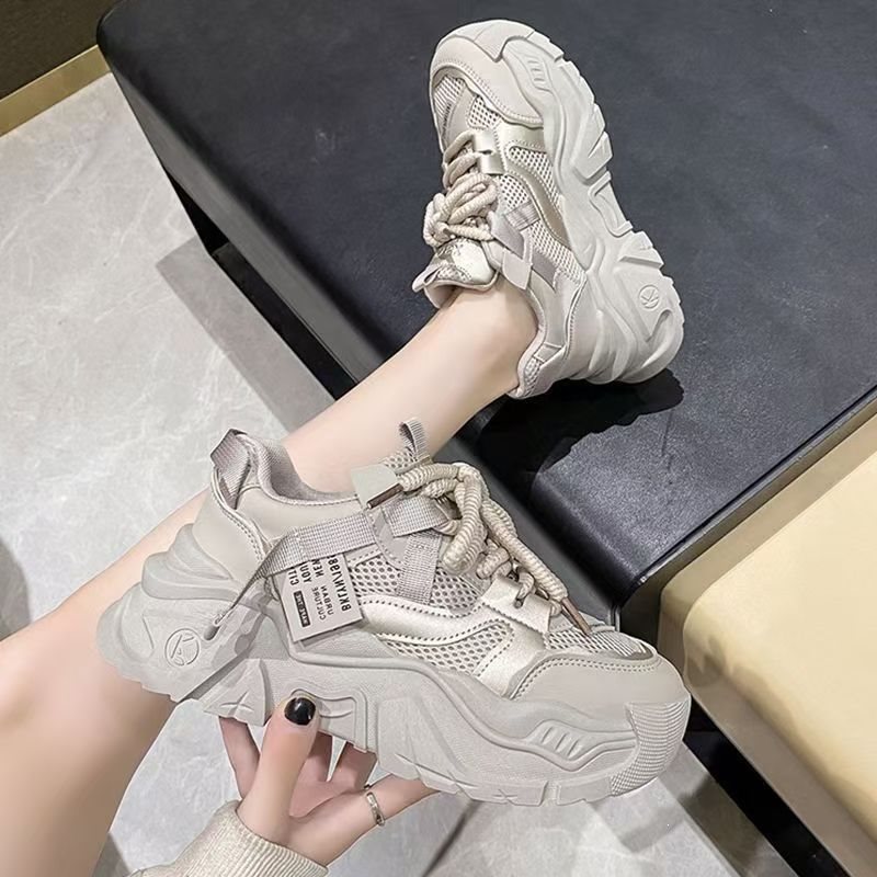 Double-mesh breathable live streaming shoes, classic color thick-soled dad shoes, 2026 summer new casual sports shoes