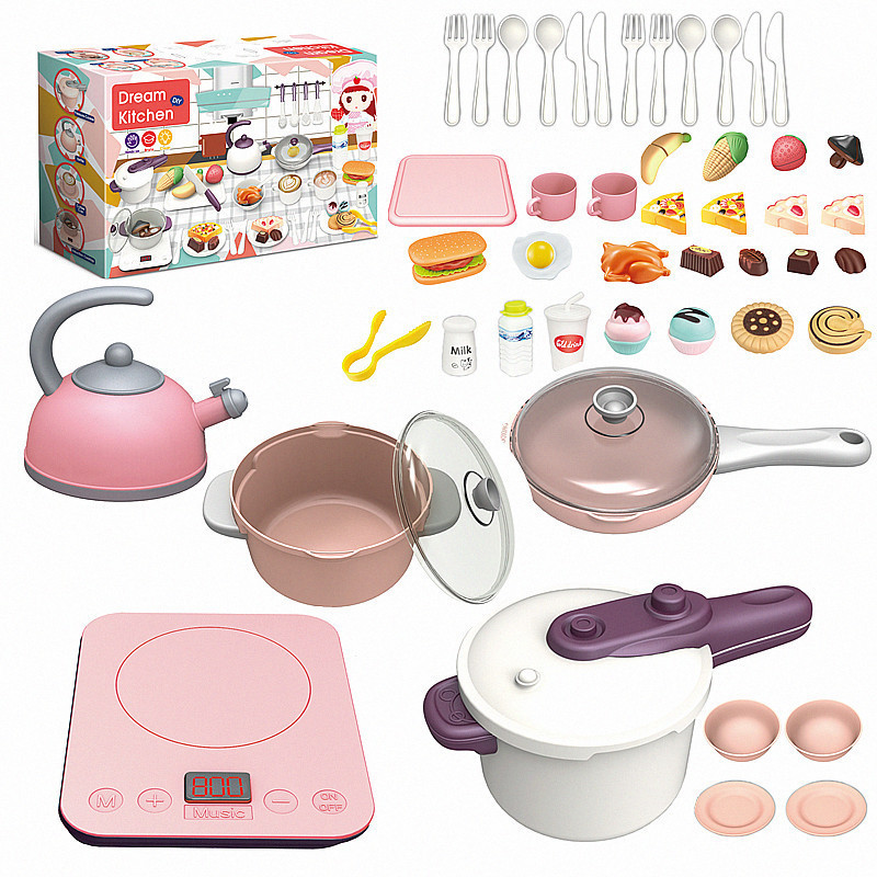 Simulación transfronteriza de sonido y luz para niños, pastel de postres, fruta, corte, tacto, cubiertos de cocina, juguetes caseros