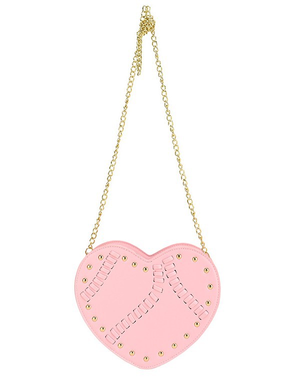 Bolso de mujer verano nuevo bolso en forma de corazón nicho coreano diseño de moda trenzado remaches cadena mochila de hombro