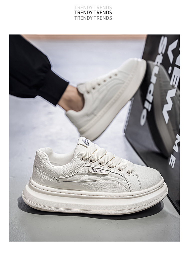 European Men's 2025 Autumn New Brand High-end Sports Casual White Sneakers Height-increasing Versatile Trendy Shoes_vogvips.com