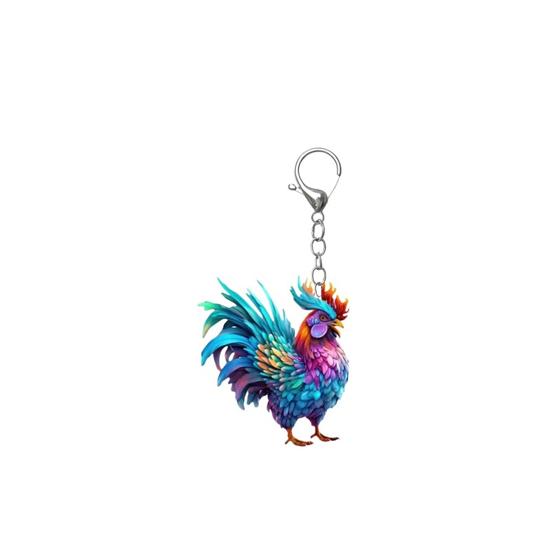 カラフルな雄鶏ロブスターキーチェーン-2dアクリルデザインのアクリルペンダント-感謝祭公|undefined