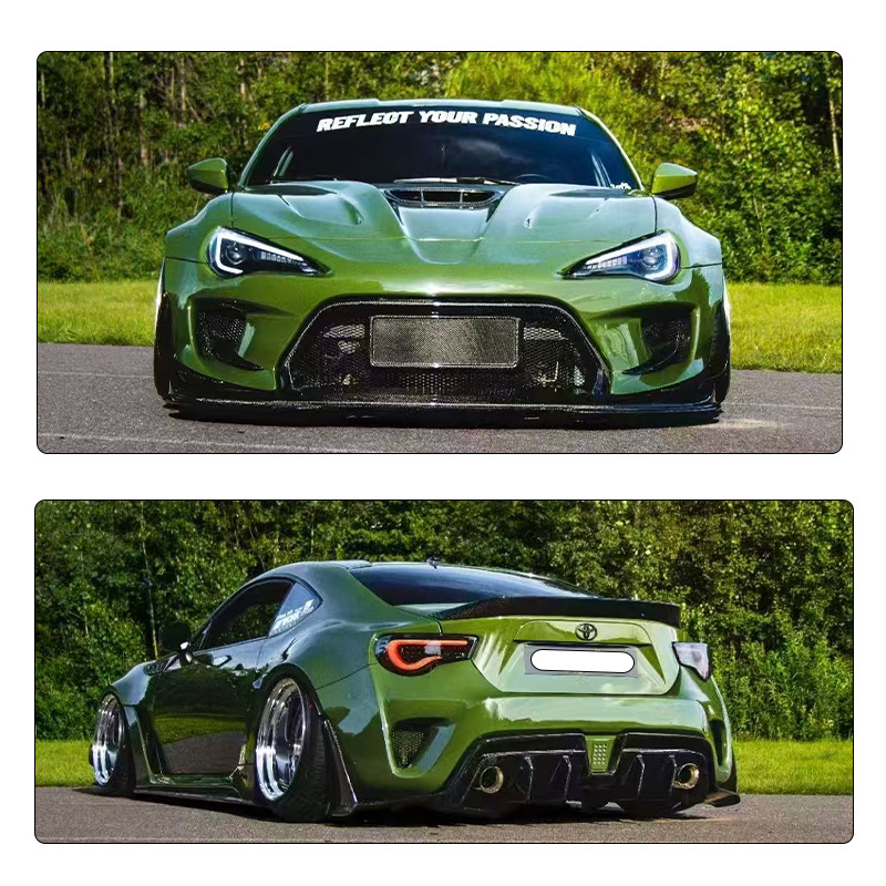 Toyota 86 Brz Modified Wide-Body Kit, Robot-Style Front Bumper, Rear Bumper, Side Skirts, and Rear Wing
