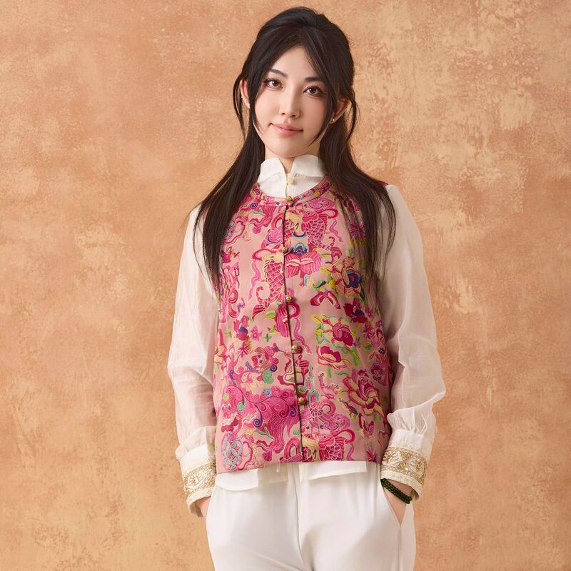 New Chinoiserie National Style Sleeveless Outer Vest for Women with Lace Single-Breasted Retro Loose High-End Sweet Top Cardigan New Chinoiserie National Style Sleeveless Outer Vest for Women with Lace Single-Breasted Retro Loose High-End Sweet Top Cardigan