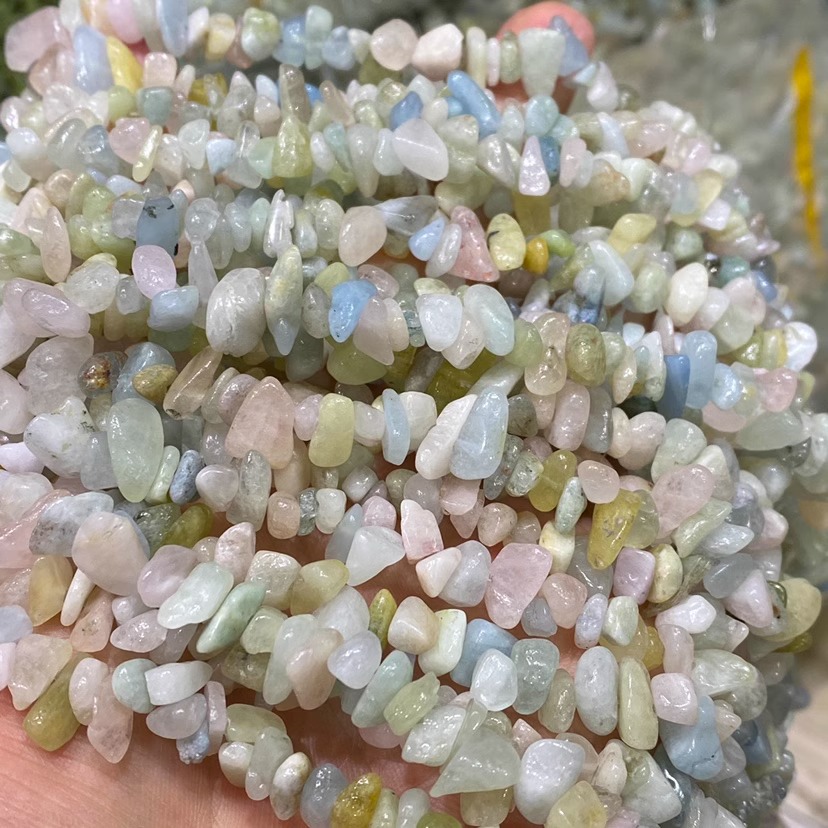 천연 모가나이트 자갈 긴 끈 자갈 5-7mm 길이 약 85cm