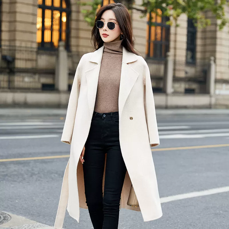 Длинное шерстяное пальто, куртка, средняя длина, slim fit