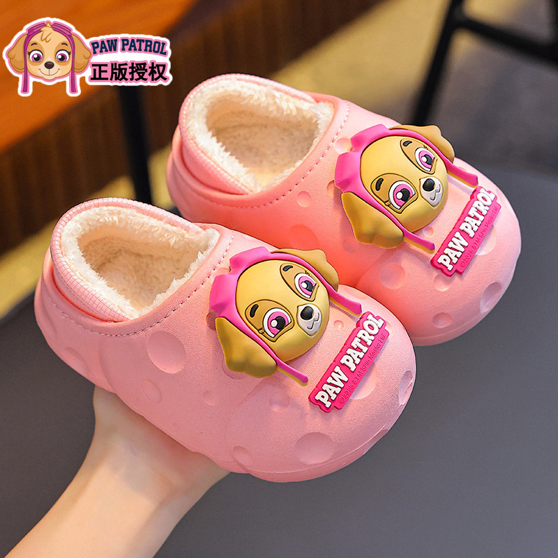 Zapatillas de algodón de invierno para niños y niñas, calentamiento de veludo impermeable, zapatos de algodón lindos para niños