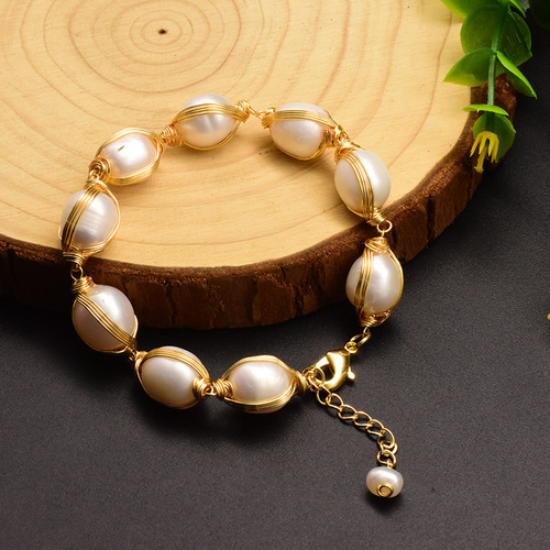 Freshwater pearl bracelet for women ins style suit winding bracelet buckle niche hand decoration design jewelry wholesale for women