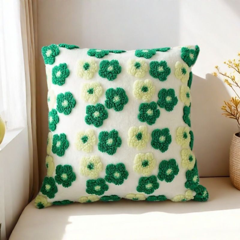 スノーフレーククリスマスツリー刺繍毛リビングルームソファクッションクリスマスぬいぐるみ枕カバーパーティー装飾枕カバー|undefined