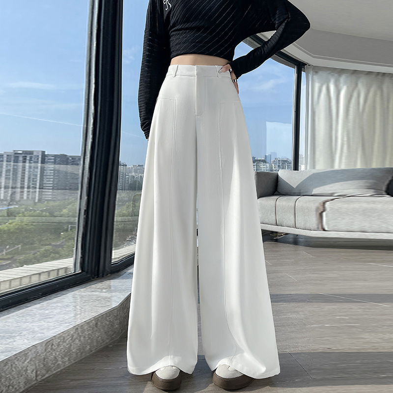 秋季仿牛仔阔腿裤女2025新款老钱风高腰显瘦宽松休闲垂感拖地裤子|undefined
