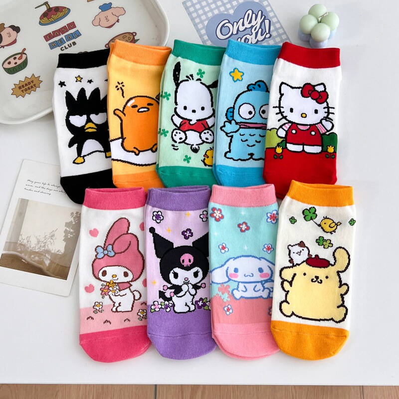 Japanese-Style Cartoon Socks Women's Combed Cotton Short Socks Adult Women's No-Show Socks Trendy Cute Cartoon Socks Student Socks