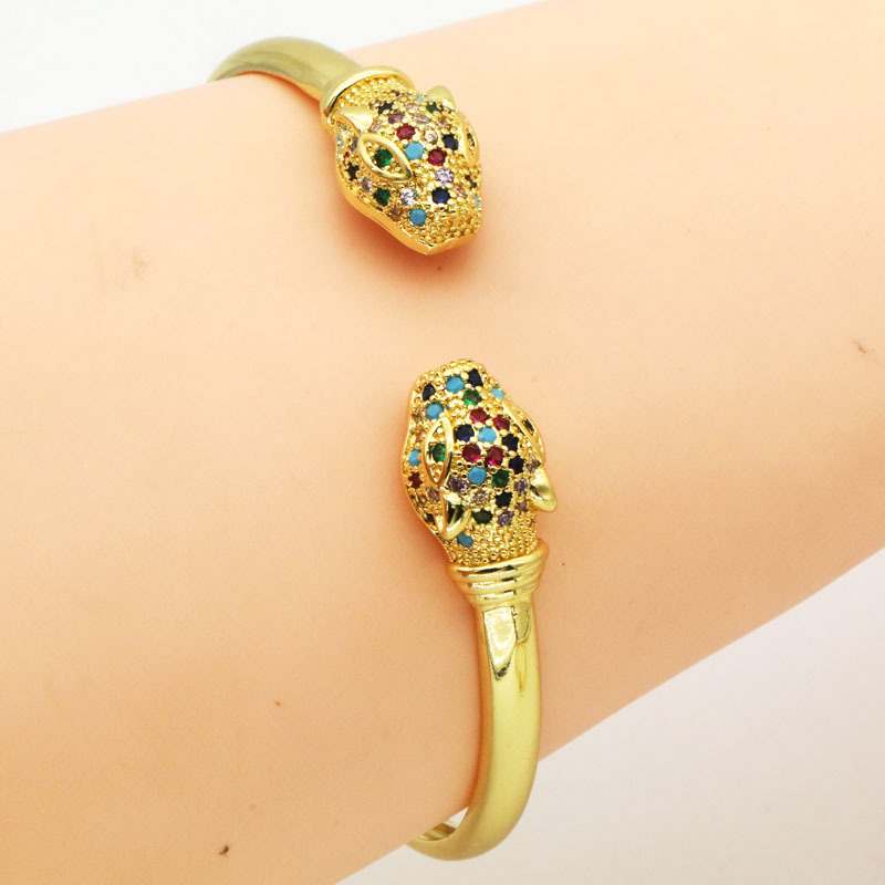 Fashion Diamond Leopard Head Bracelet for Women
