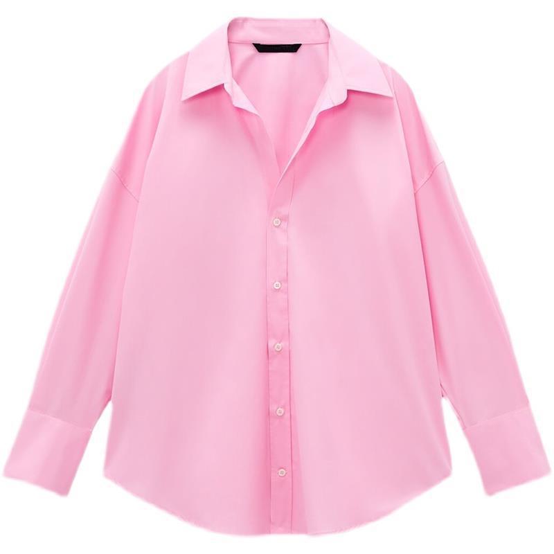 Original PB&ZA2298058 Multi-color Basic Top Loose Long-sleeve Poplin Shirt 4387023_ecoleips.com