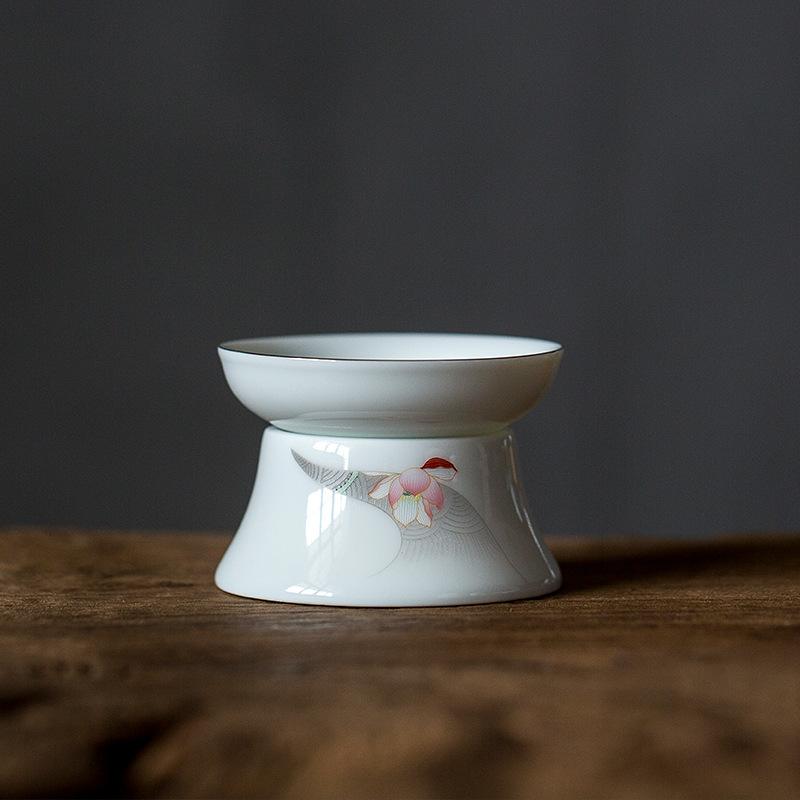 云窝 荷韵茶漏器陶瓷茶虑杯创意禅意 日式功夫茶具配件茶道过滤网