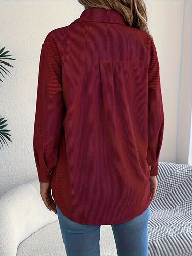 Linen-blend button-up shirt long sleeve women's high quality autumn new simple commuting casual outerwear