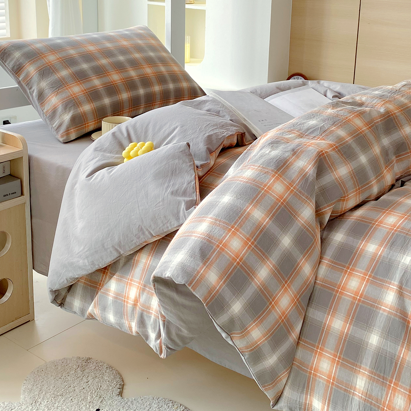 College Student Dormitory Bed Three-Piece Set 2025 New Pure Cotton Plaid Quilt Cover Dormitory Bunk Bed Six-Piece Set