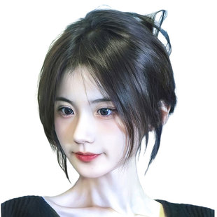 Eight-character bangs wig women's top hair cover white hair fluffy natural forehead no trace full human hair wig