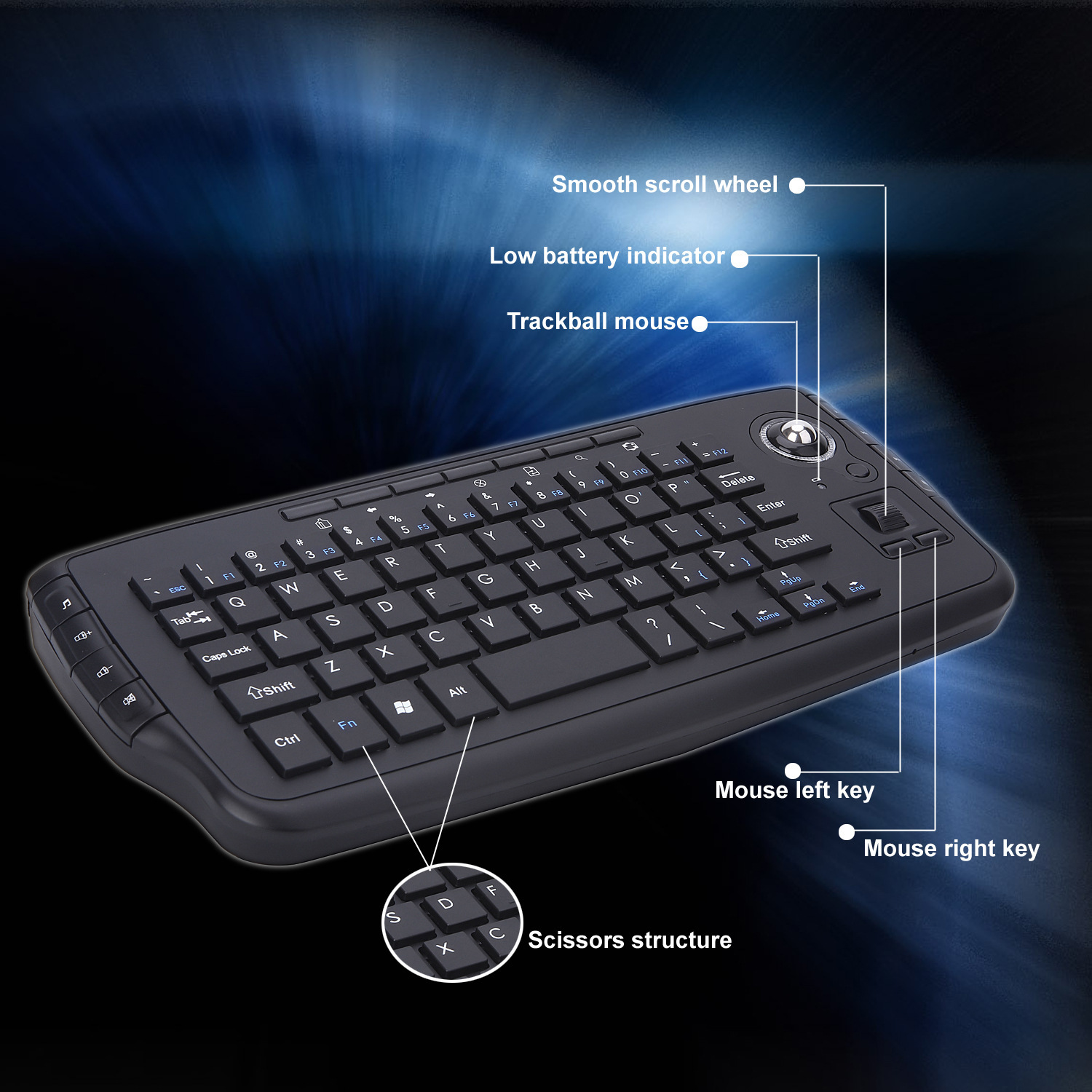HTPC多媒体键盘轨迹球键盘鼠标一体机2.4G无线工业数控服务器详情10
