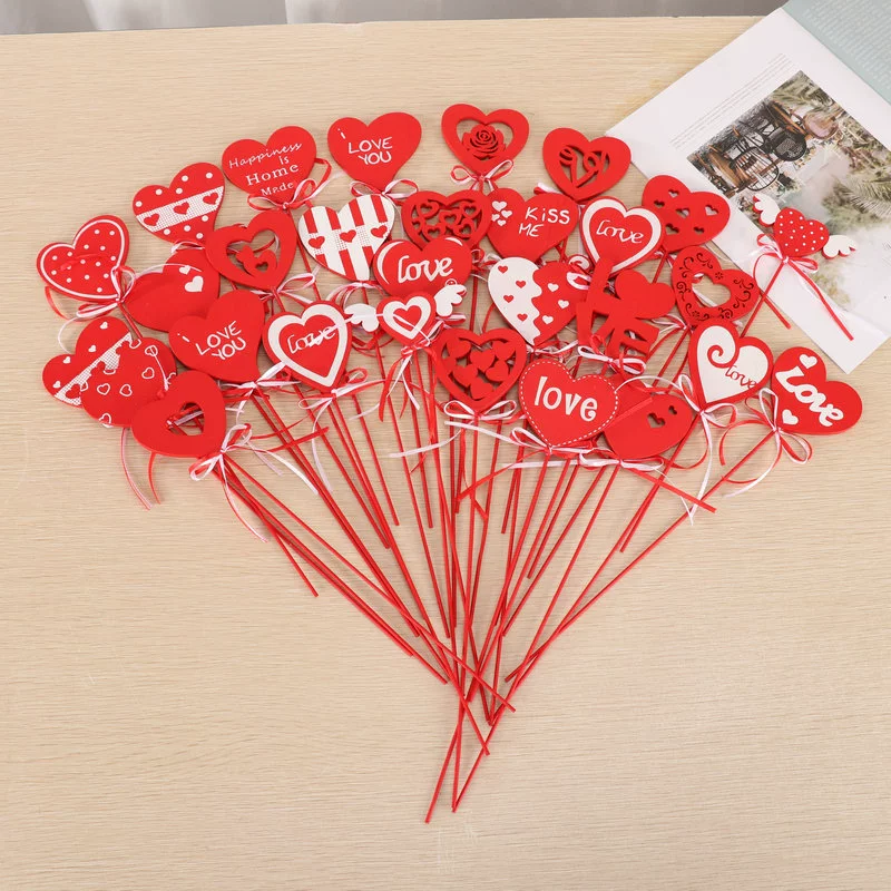 День Святого Валентина Свадебные украшения Деревянные День Святого Валентина Сердце Плагин Торговый Магазин Фестивали Декоративные Товары