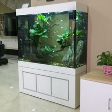 魚缸客廳大型家用輕奢底濾超白玻璃水族箱客廳落地隔斷牆魚缸