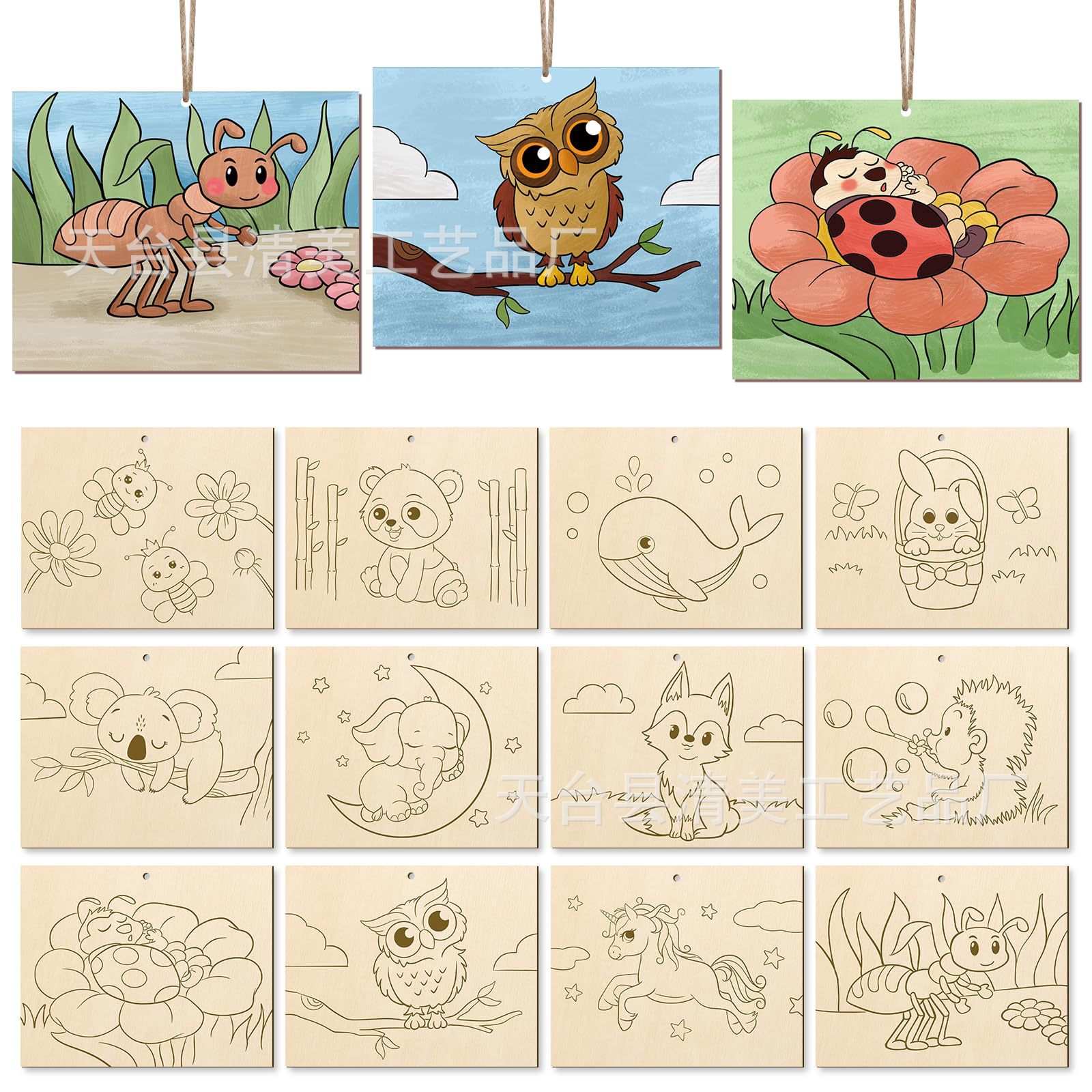 Plantilla de línea de grabado láser de Navidad DiY colgante decorativo hecho a mano Pintura de educación temprana para niños