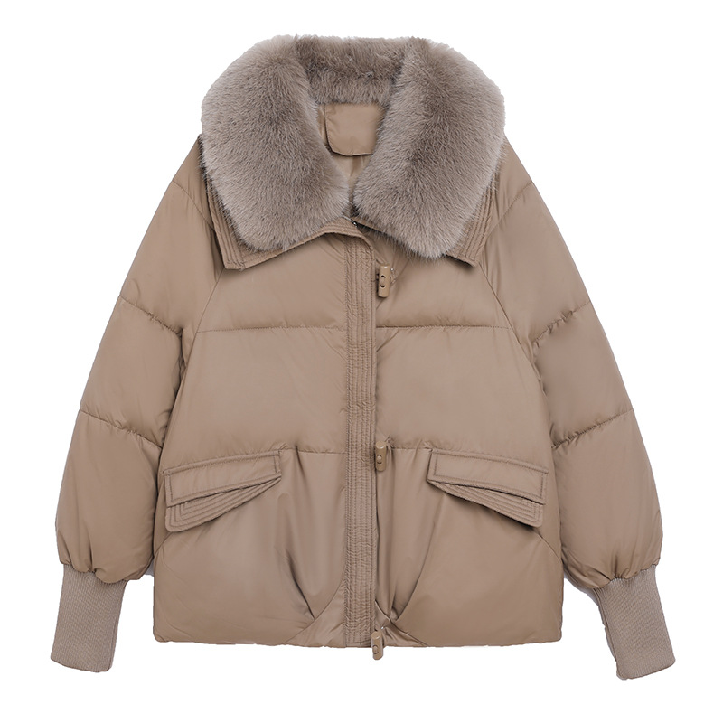 Comercio exterior corto de pluma de algodón para mujeres 2024 invierno nueva moda suelta Meirade cuello de pelo grueso abrigo cálido image 6