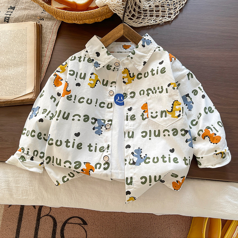 Camisas para niños 2025 nuevos niños de manga larga camisa de otoño con collar de letras camisa para niños bebé delgado