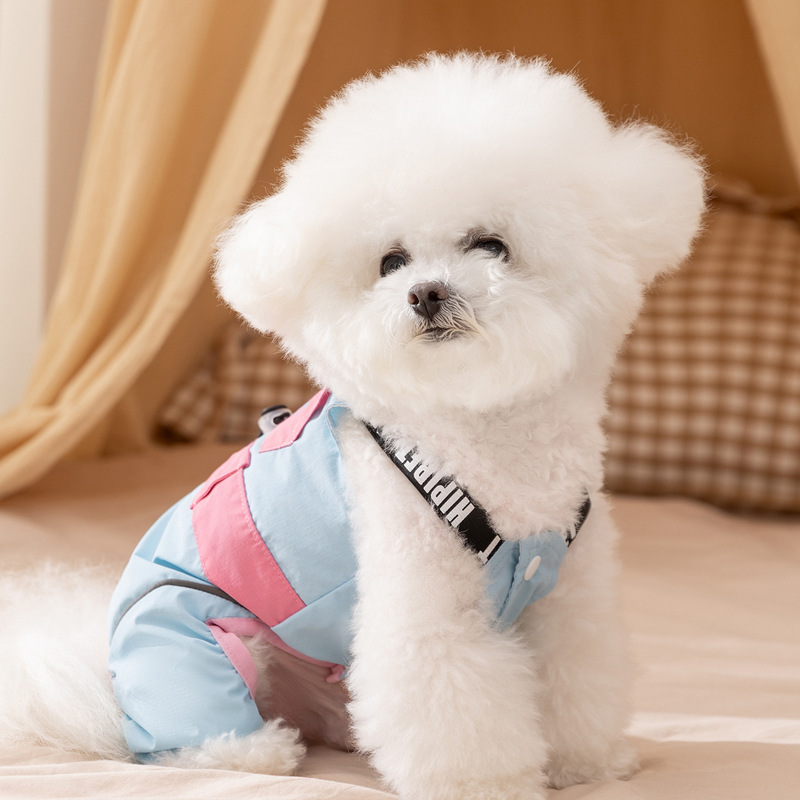 秋冬新款宠物马卡龙百搭冲锋背带裤中小型犬外出防水防风宠物衣服|undefined