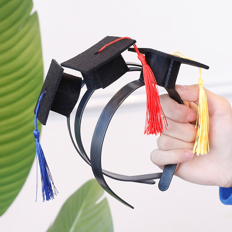 Temporada de graduación mini doctor hat graduación decoración estudiante sombrero aro de pelo horquilla jardín de infantes graduación vestir foto Prop