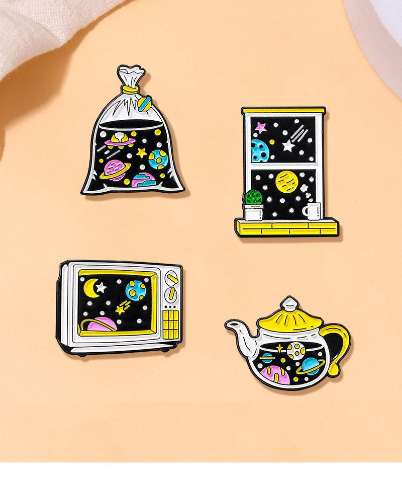 6g Weight Brooches Classification Cute Modern Style Pin Universe Starry Sky Alloy Enamel Unisex Brooches