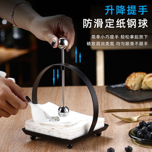 Creative stainless steel paper towel holder square rack restaurant hotel countertop paper towel holder simple napkin holder European style paper press seat