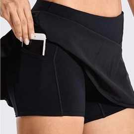 女士打褶网球裙带口袋短裤运动高尔夫短裙运动装跑步锻炼运动裙