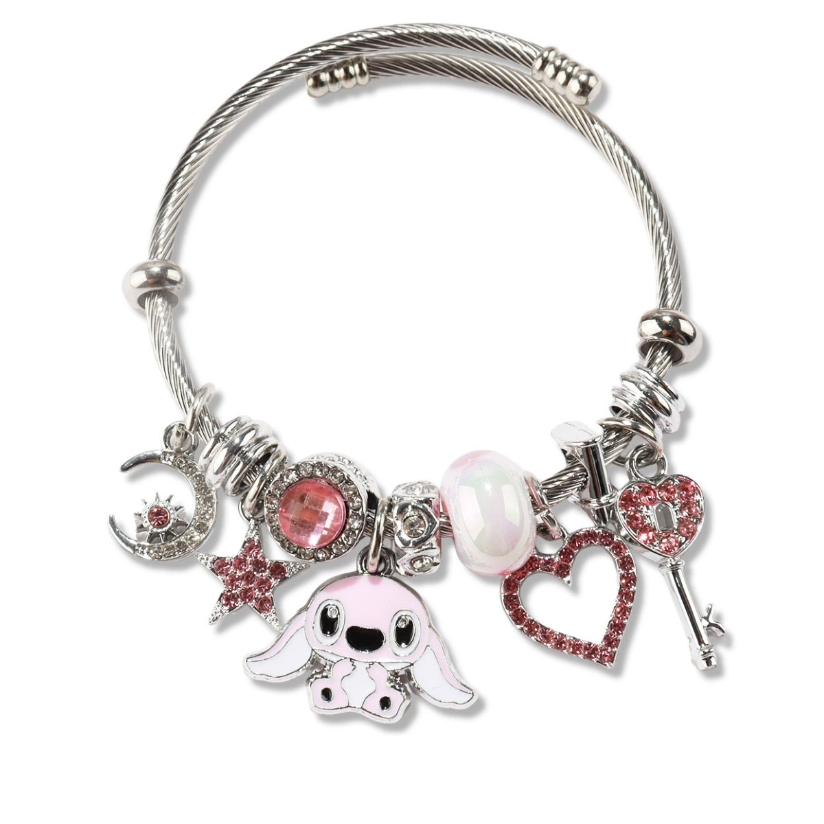 Браслет (Hello Kitty) браслет с подвесками из нержавеющей стали, мультяшные подвески, милые розовые акценты
