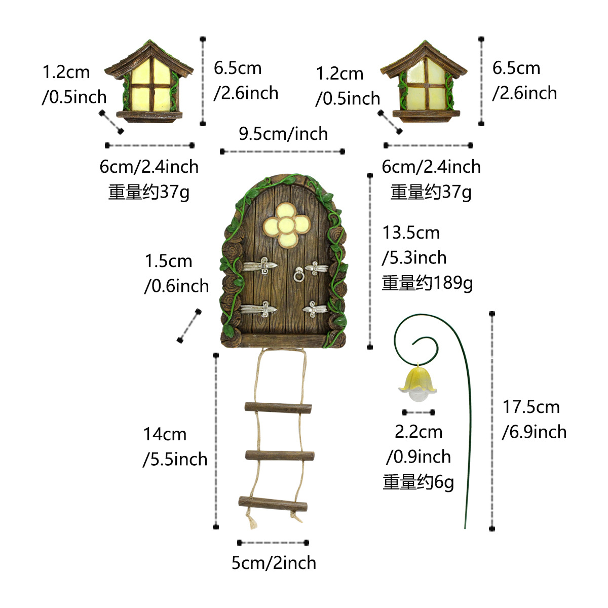  resin simulation luminous door and window ornaments outdoor Villa courtyard garden tree pendant garden landscape decoration