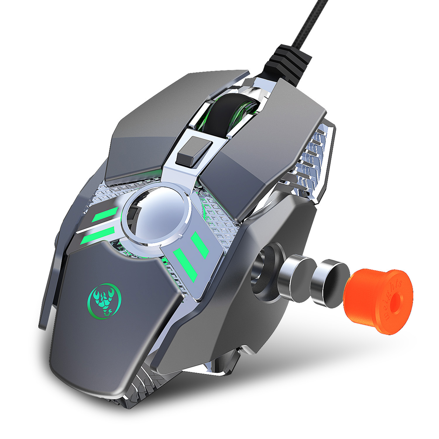 Nytt kycklingätande spelmaskin med 7 tangenter, programmerbar 6400 dpi, trådbunden, coola lampor och automatisk mus med pistoltryckning_voghion.com
