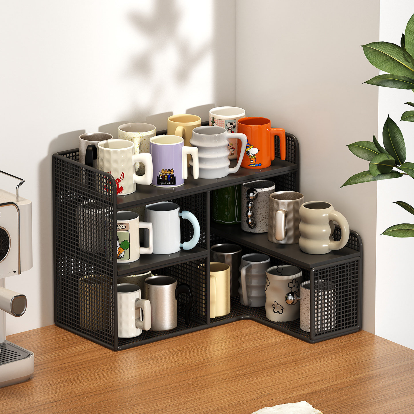 Corner-Type Desktop Cup Holder Cup Storage Rack Dining Table Corner Large Capacity Coffee Cup and Water Cup Rack