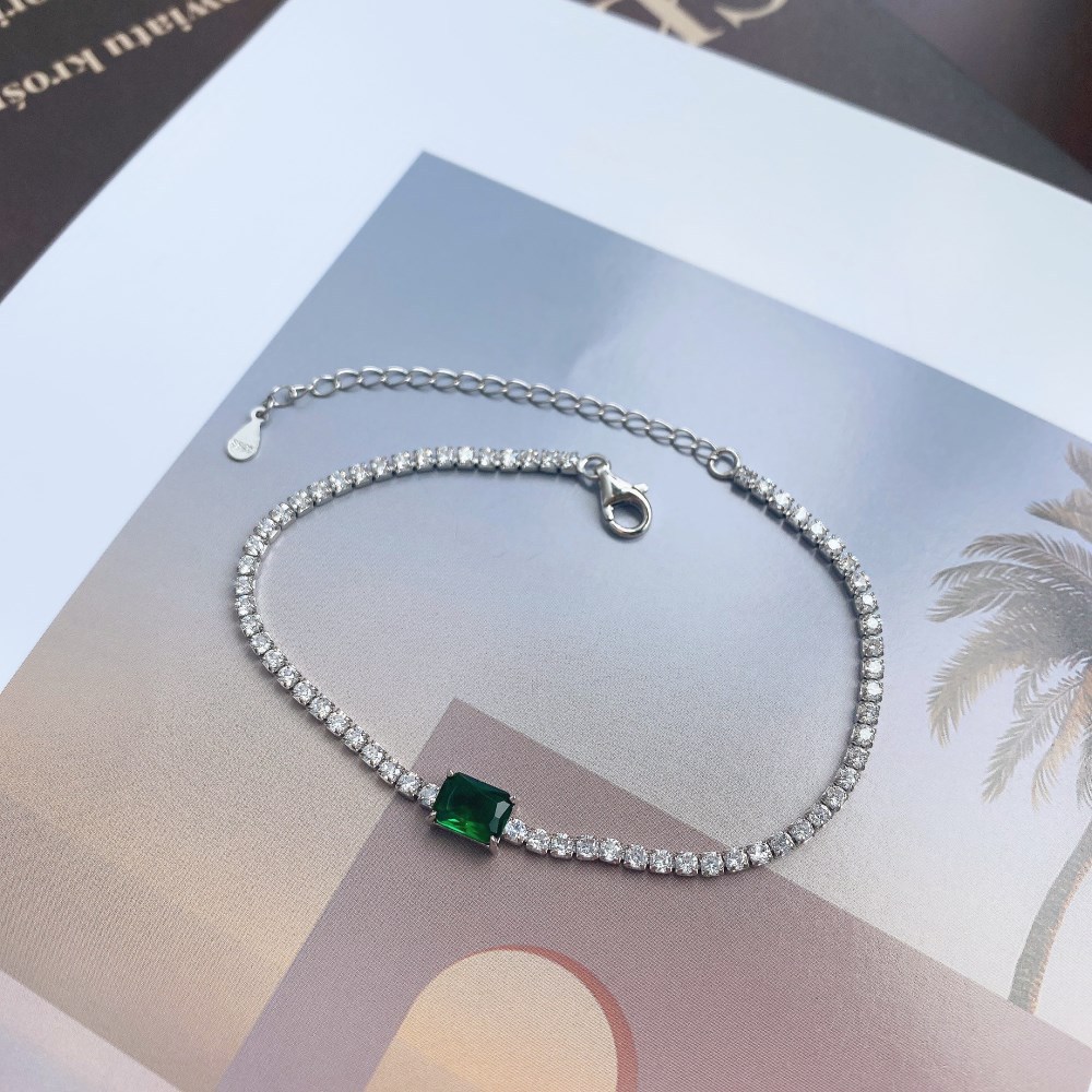 Fashion Square Sterling Silver Plating Inlay Zircon Bracelets 1 Piece