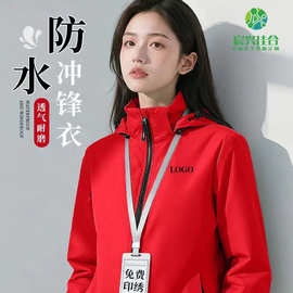 防风防水外套冲锋衣定制工作服印字logo立领夹克户外春秋团体校服