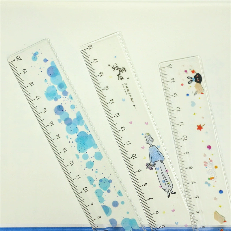 Gimen giant door stationery wave ulnar elementary school students 18/20cm centimeter plastic scale learning wave line