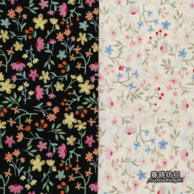 芙蓉麻印花 田园清新小碎花布 时尚女装童装吊带裙连衣裙衬衫面料