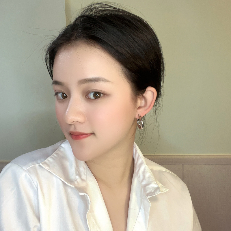 韓国版ファッションシンプルな光沢のある耳ボタンinsファッション気質耳飾り|undefined