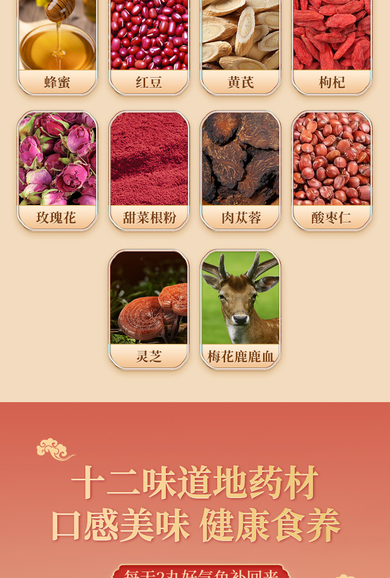 Twelve Herb Ginseng Astragalus Pills Shen Qi Wan 144g Honey Pills 12x2 Blister Packs Daily Herbal Wellness specifications