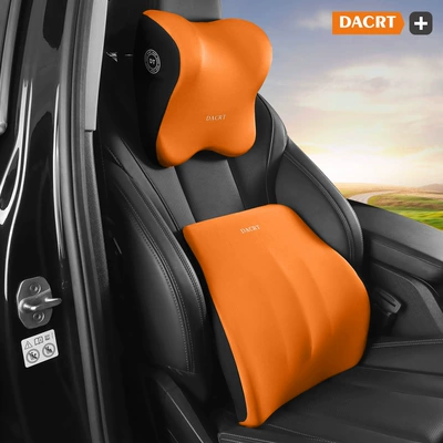 Car Headrest Waist Shoulder Pillow: Waist support - orange-headrest-lumbar