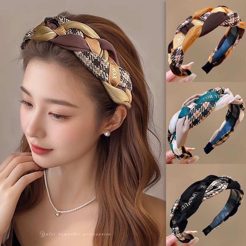 Otoño y invierno retro curry cráneo alto correa de cabello para mujeres 2025 nueva moda extranjera borde ancho de presión correa de cabello toque