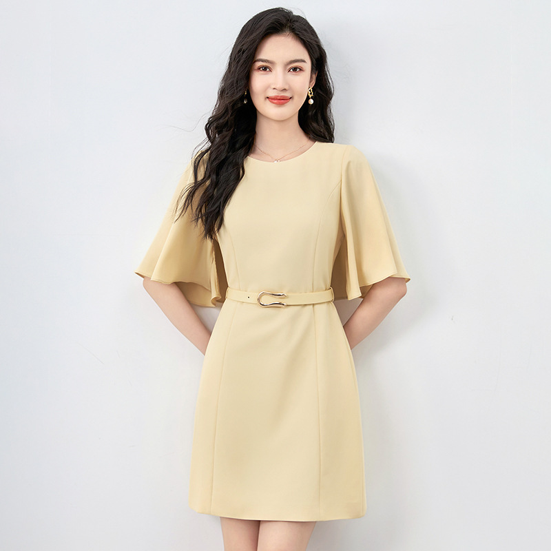 Đầm suông nữ midi tay ngắn mùa hè — 2419204 - Màu hồng chi tiết 8