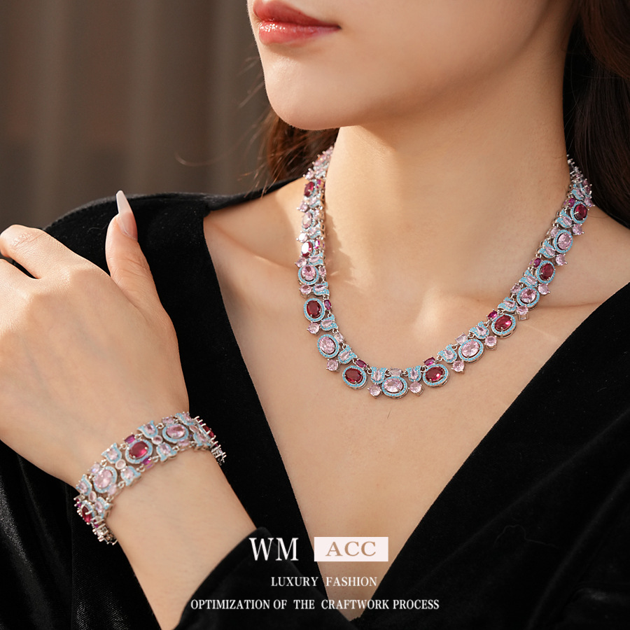 Medieval vintage zircon conjunto de geometría retrógrado sofisticado versátil cortesano estilo de hebilla joyería de nicho de alta calidad